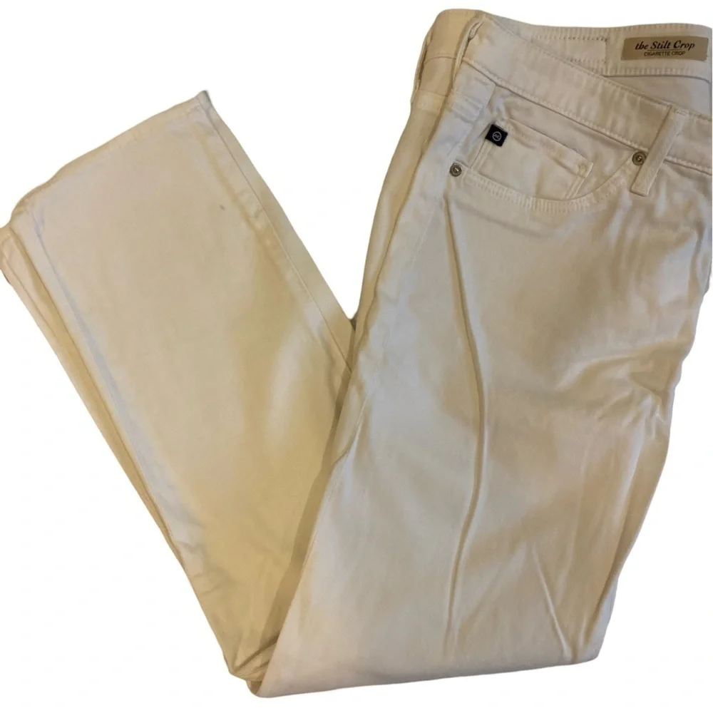 AG Jeans ‘The Stilt Crop’ White Denim Cigarette Pants - Picture 6 of 7